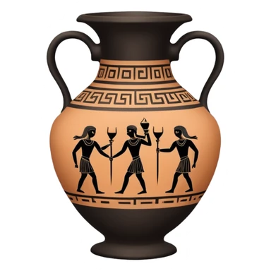 An emoji of an ancient Greek amphora vase with black-figure painting. sticker