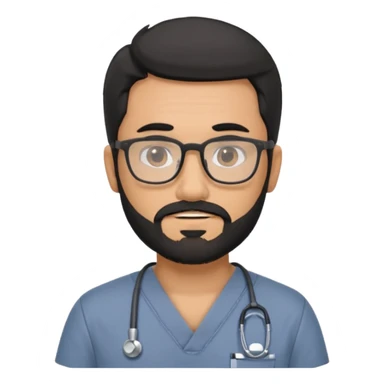 male with a scrubs color gray and blanck hair and tan skin and beard and glasses sticker