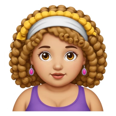 curly fat girl with headband sticker