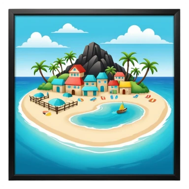 attractive island  with a beach and infrastructure  sticker