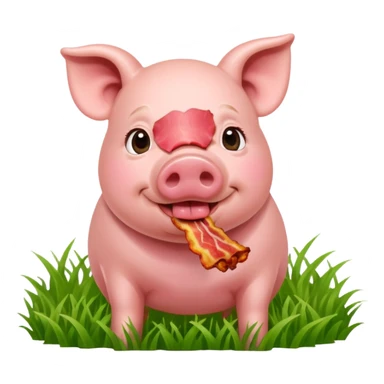 Pig eating bacon on a farm sticker