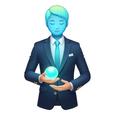 Minimalist glowing aura sphere with subtle blazer or suit jacket silhouette integrated, masculine style essence sticker