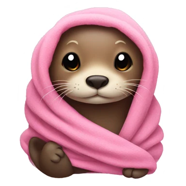 Otter wrapped in a pink blanket sticker