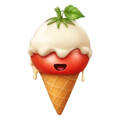 Tomato with a mouth, licking an ice cream cone sticker