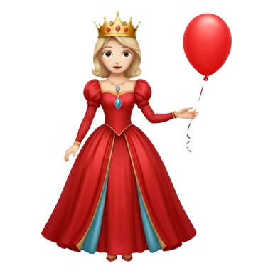 queen wearing dress, holding balloon in shape of number 3 sticker