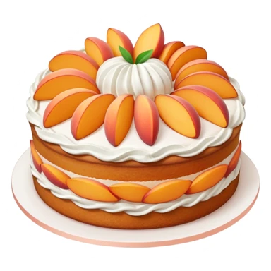 An aesthetic peach cake 🍑, with white decorations and peach pieces. sticker