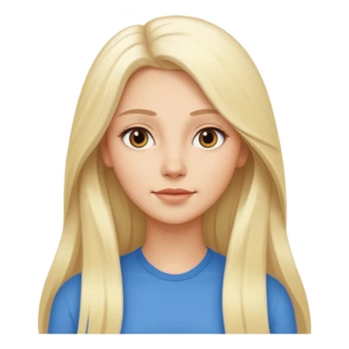 Stylized emoji portrait of a sexy long-haired white-blonde woman, confident expression, smooth skin, minimal makeup, full height  sticker