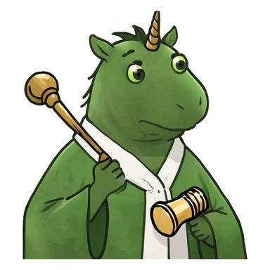 Judge on a unicorn sticker