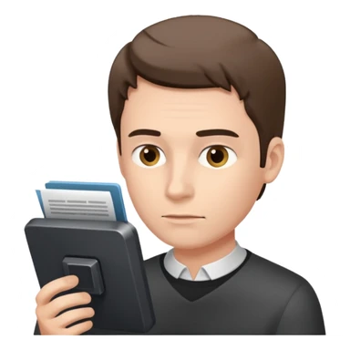 a man looks at the text from the prompter sticker