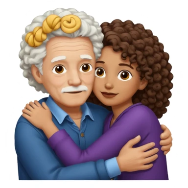 Old man hugging brown skin curly hair woman sticker