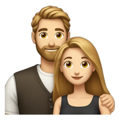 White man light brown beard and hair hugging white woman with long black hair sticker
