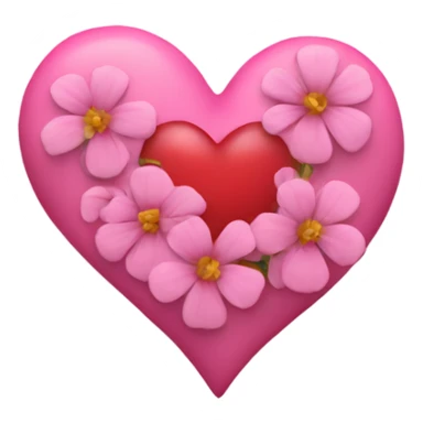 Pink heart with pink flowers sticker