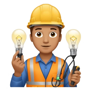 Am man Electricity power employer at work with a light sticker