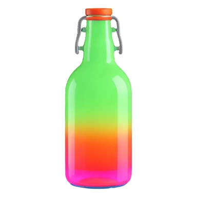 a blue motion tiled to the left, with a round glass bottle no handle, neon  sticker