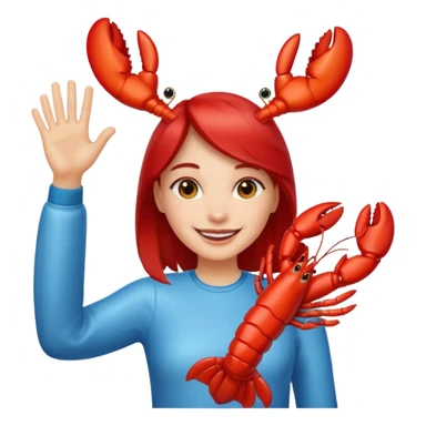 a lobster claw high five a girl emoji sticker