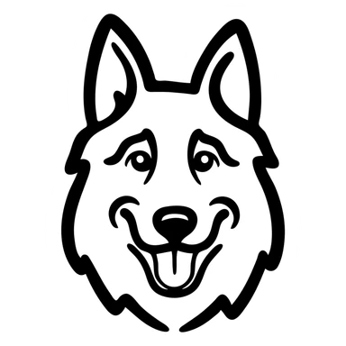 Hand-drawn black and white shepherd dog face sticker