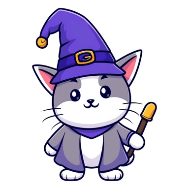 wizard cat cute cartoon sticker sticker