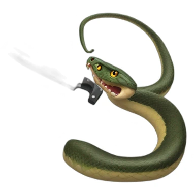 A twitch emote of a snake with a knife sticker