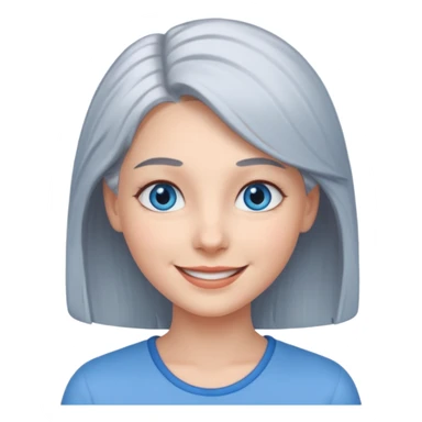 smiling girl with blue eyes and grey hair sticker