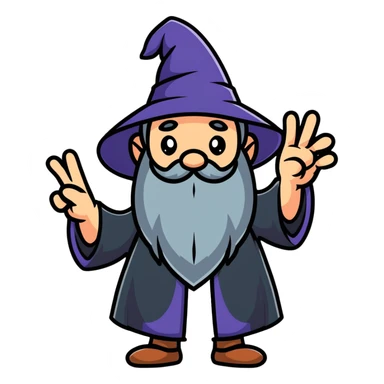 wizard holding up five fingers sticker