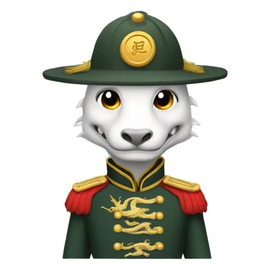 chinese dragon wearing soldier uniform and tophat sticker