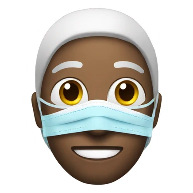 a emoji with face mask sticker