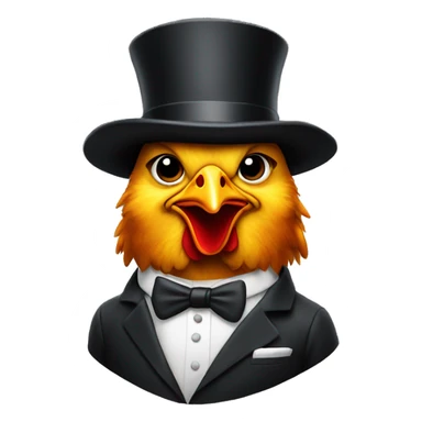 Chicken in a suit with a gun and a top hat sticker