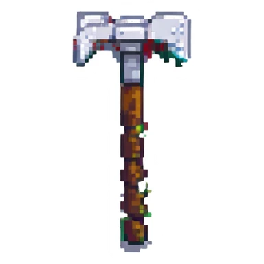 a pickaxe, pixel art style sticker