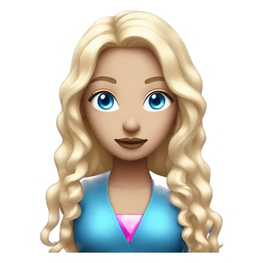 magical diva with thin pink andromedan face long blonde hair and blue eyes glowing third eye sticker