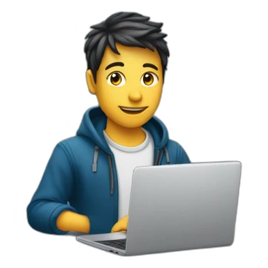 Jeune boutonneux sur un ordinateur la nuit sticker