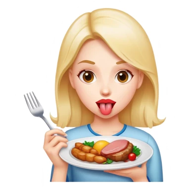 girl with tongue out and dinner plate sticker