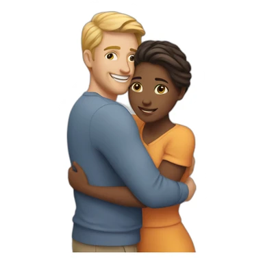 white couple hugging sticker