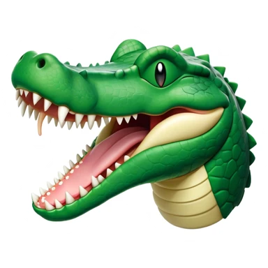 Cinematic Cute Yawning Crocodile Portrait Emoji, Head tilted slightly with a dramatic, wide-open yawn, showcasing a soft, textured emerald-green hide with slightly drooping jaws and half-closed eyes in drowsy contentment, Simplified yet irresistibly adorable features, highly detailed, glowing with a soft, cozy glow, high shine, relaxed yet expressive, stylized with a touch of reptilian whimsy, bright and endearing, soft glowing outline, capturing the essence of a sleepy yet affectionate crocodile, so drowsy it feels like it could stretch out of the screen and curl up for a nap! sticker