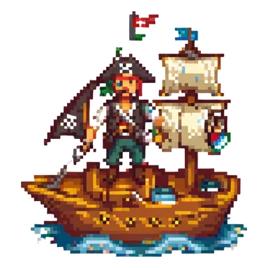 pirate sailing on a ship sticker