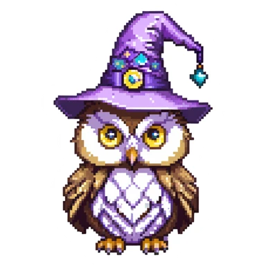 cute owl with a purple wizard hat sticker