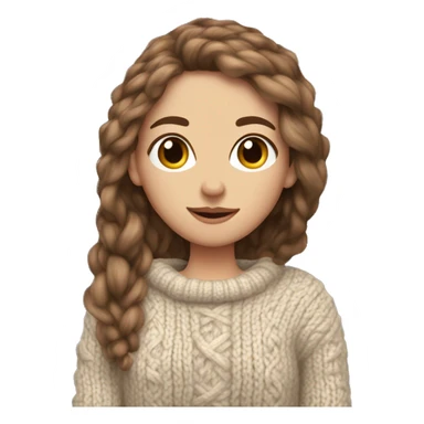 white girl brown long hair in knitted cod cozy sweater  sticker