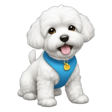bichon harnais bleu sticker