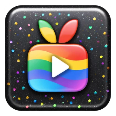 youtube logo, black and holographic rainbow effect glitter sticker