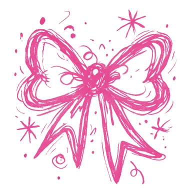 pink gothic bow chaotic doodle style sticker