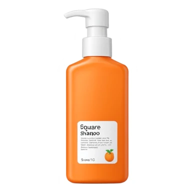 Square-shaped packaging with plain orange-colored shampoo - No product description sticker