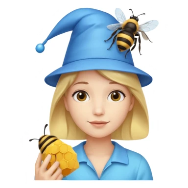 party blue hat bee sticker