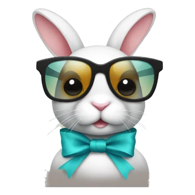 cute rabbit with ribbon and sunglass sticker