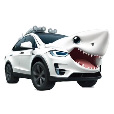 Requin blanc  dans une tesla model sibertruck sticker