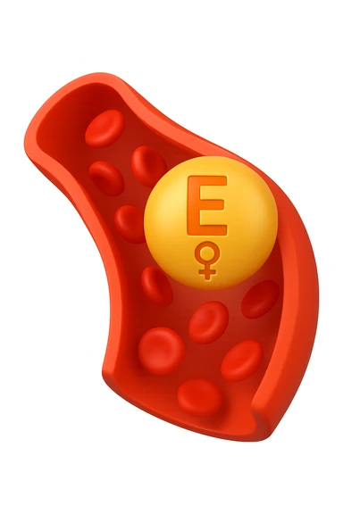 EMOJI STILE IPHONE 3D DI particelle di ormoni estrogeni che circolano in una vena umana sticker