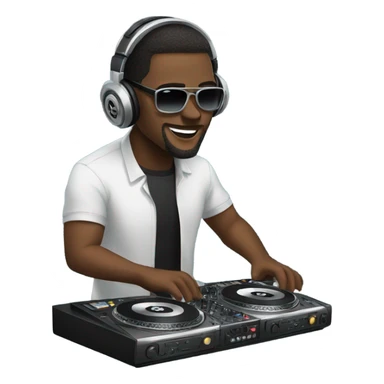 Man playing dj deck sticker