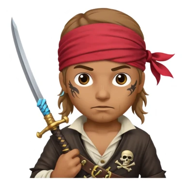 Pirate with two swords in two hands sticker