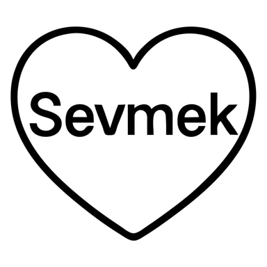 A simple outlined icon with the word "Sevmek" integrated into a heart or love design sticker