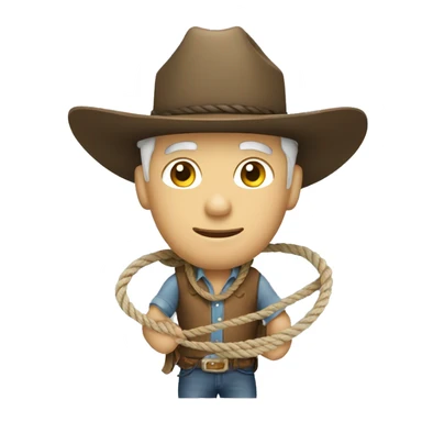 white man in cowboy hat holding a rope sticker