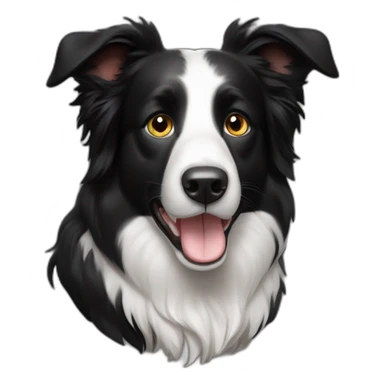 100% black border collie dog with kind eyes and gentle face sticker