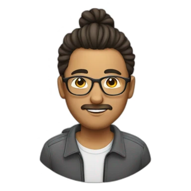 a person with man bun and glasses sticker